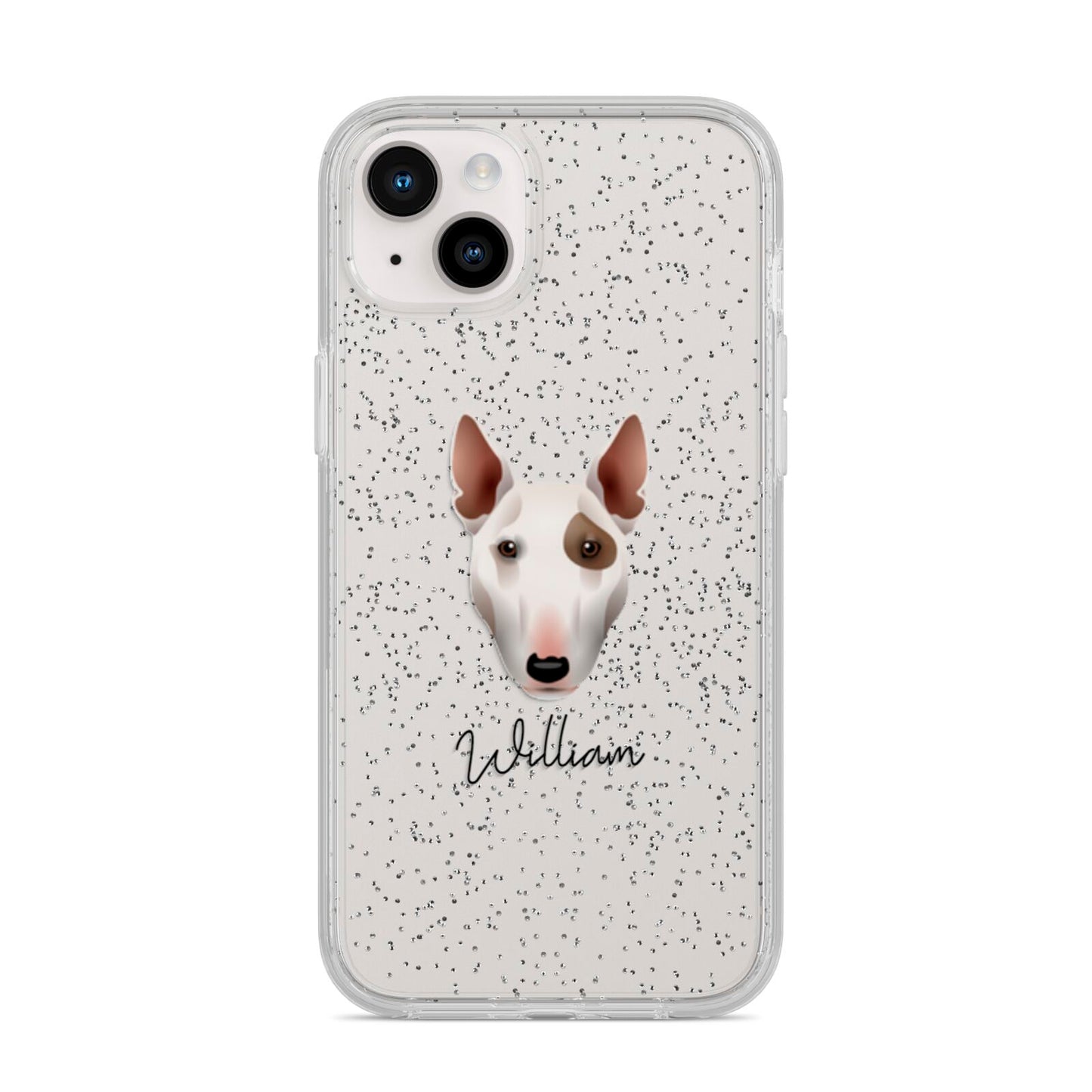 Miniature Bull Terrier Personalised iPhone 14 Plus Glitter Tough Case Starlight