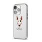 Miniature Bull Terrier Personalised iPhone 14 Pro Clear Tough Case Silver Angled Image