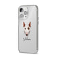 Miniature Bull Terrier Personalised iPhone 14 Pro Max Clear Tough Case Silver Angled Image