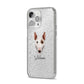 Miniature Bull Terrier Personalised iPhone 14 Pro Max Glitter Tough Case Silver Angled Image