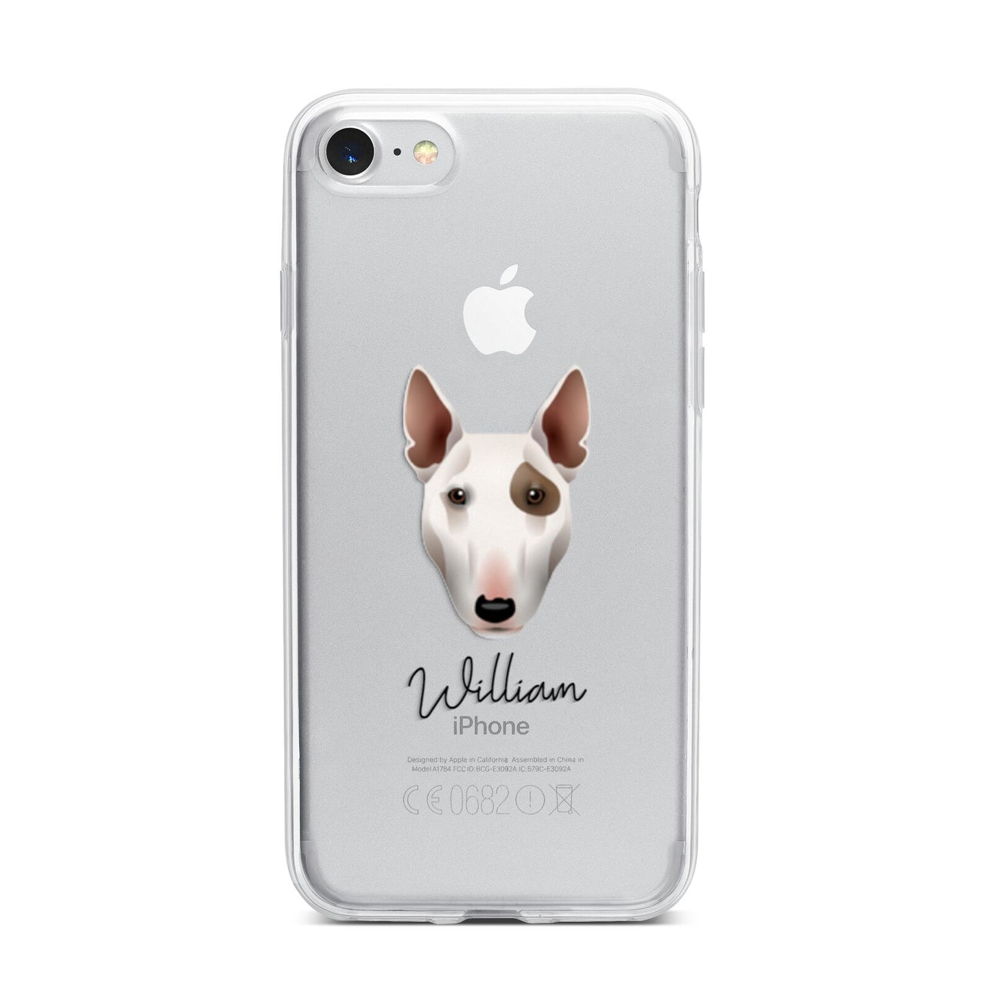 Miniature Bull Terrier Personalised iPhone 7 Bumper Case on Silver iPhone