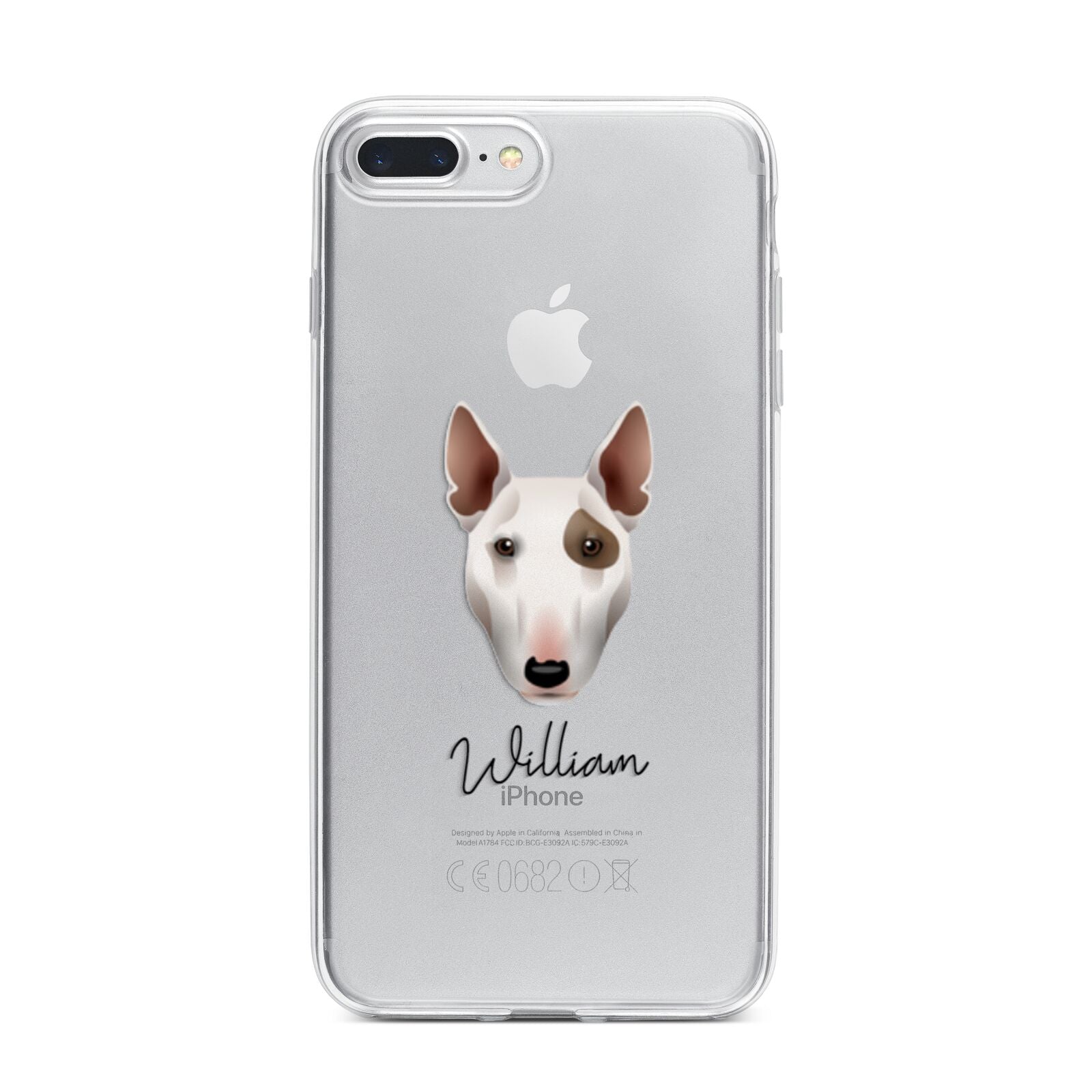 Miniature Bull Terrier Personalised iPhone 7 Plus Bumper Case on Silver iPhone