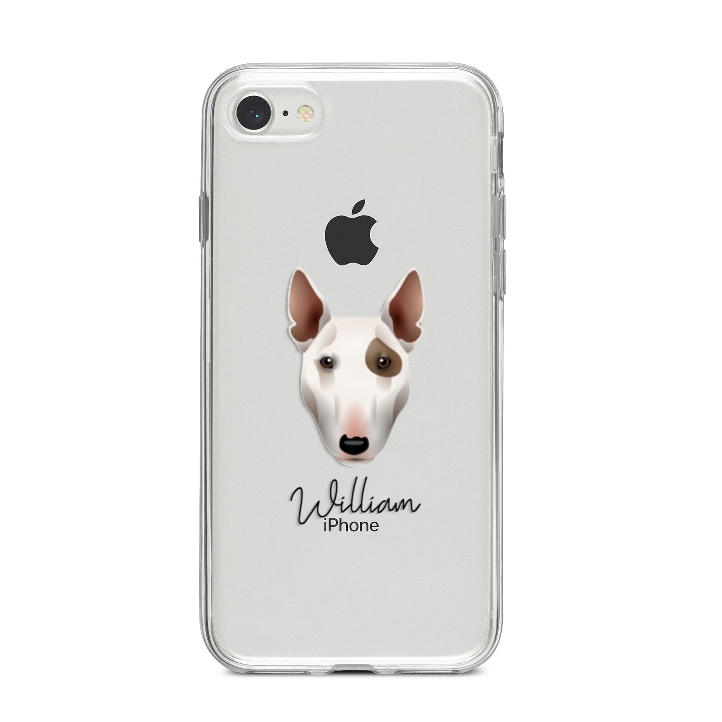 Miniature Bull Terrier Personalised iPhone 8 Bumper Case on Silver iPhone