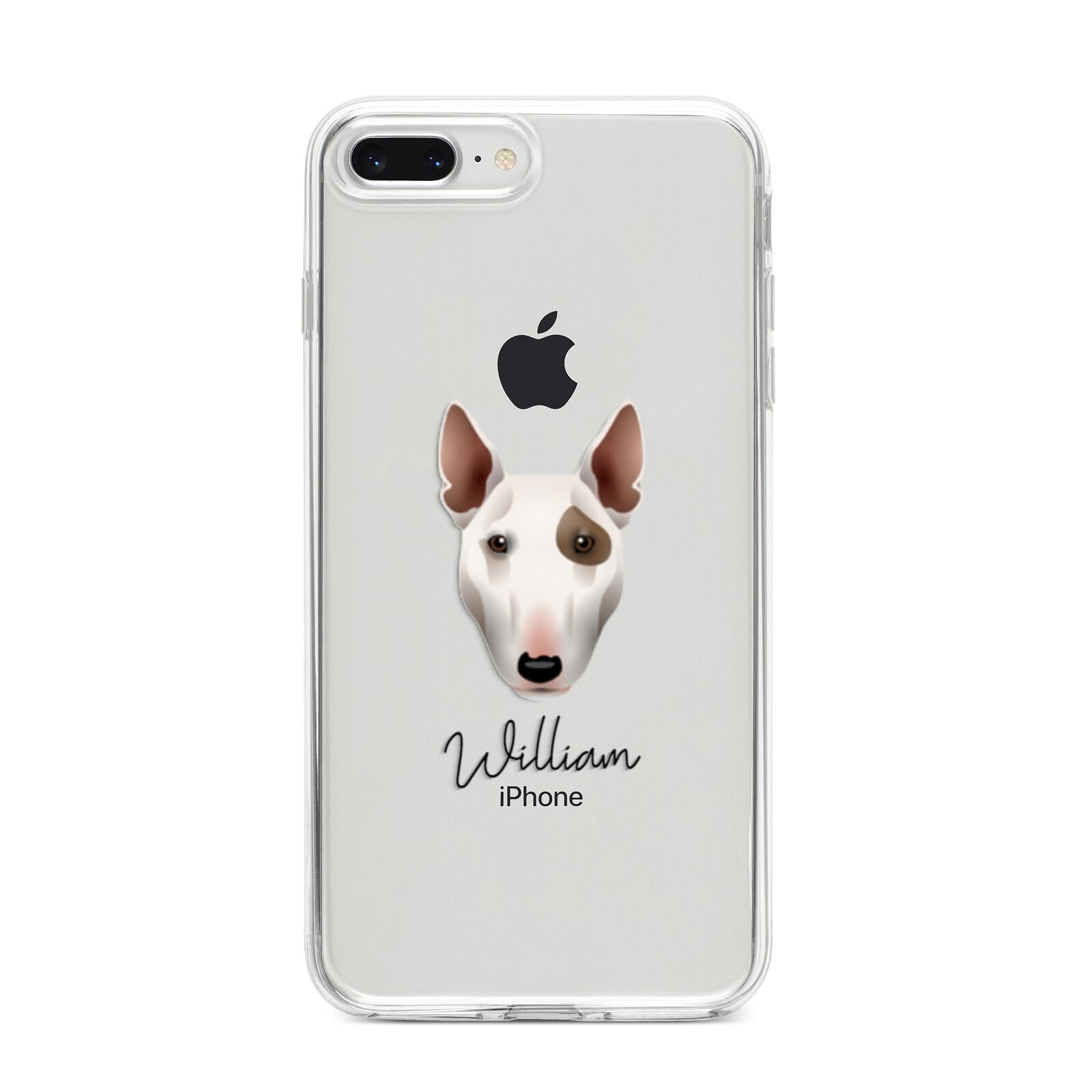 Miniature Bull Terrier Personalised iPhone 8 Plus Bumper Case on Silver iPhone