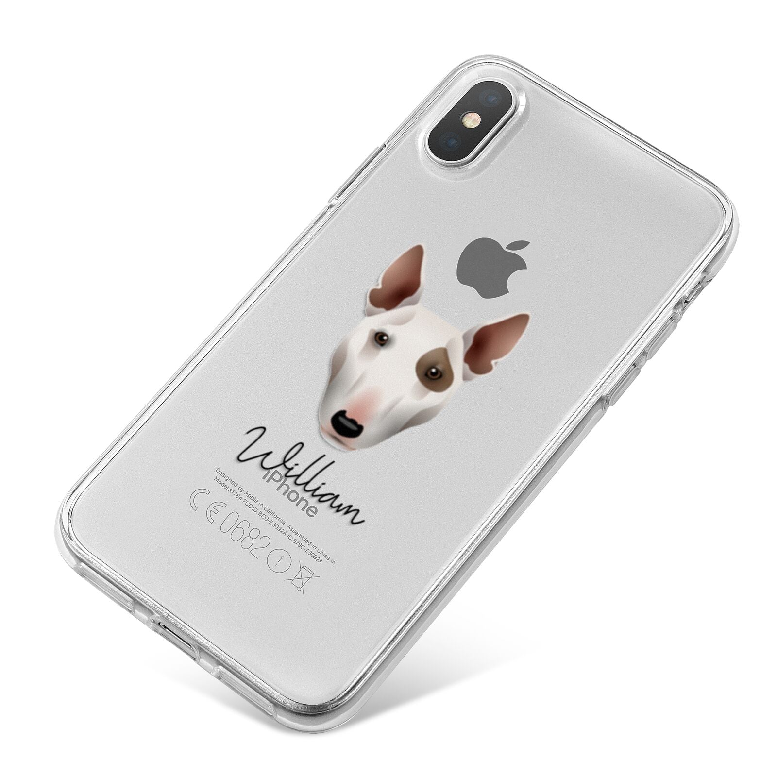 Miniature Bull Terrier Personalised iPhone X Bumper Case on Silver iPhone