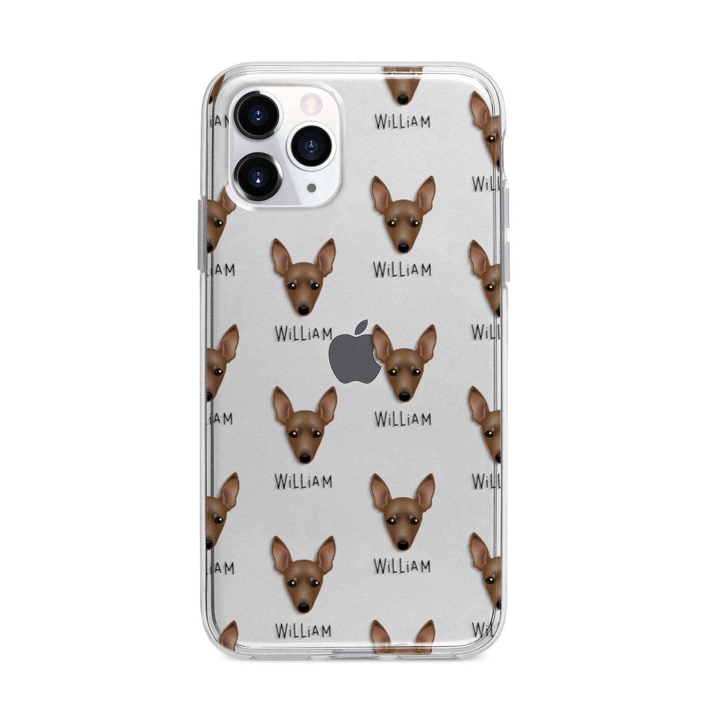 Miniature Pinscher Icon with Name Apple iPhone 11 Pro Max in Silver with Bumper Case