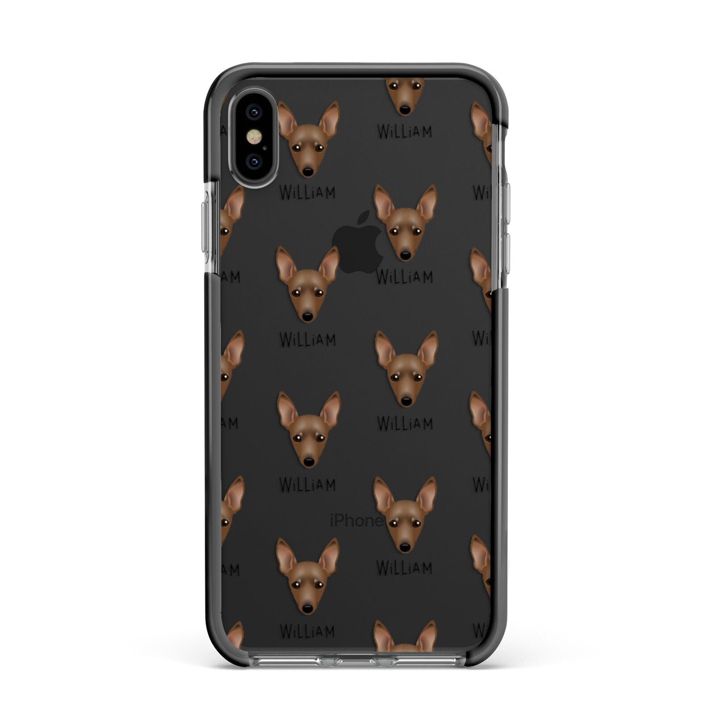 Miniature Pinscher Icon with Name Apple iPhone Xs Max Impact Case Black Edge on Black Phone