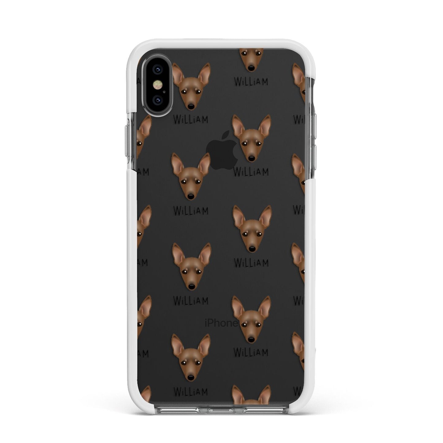 Miniature Pinscher Icon with Name Apple iPhone Xs Max Impact Case White Edge on Black Phone