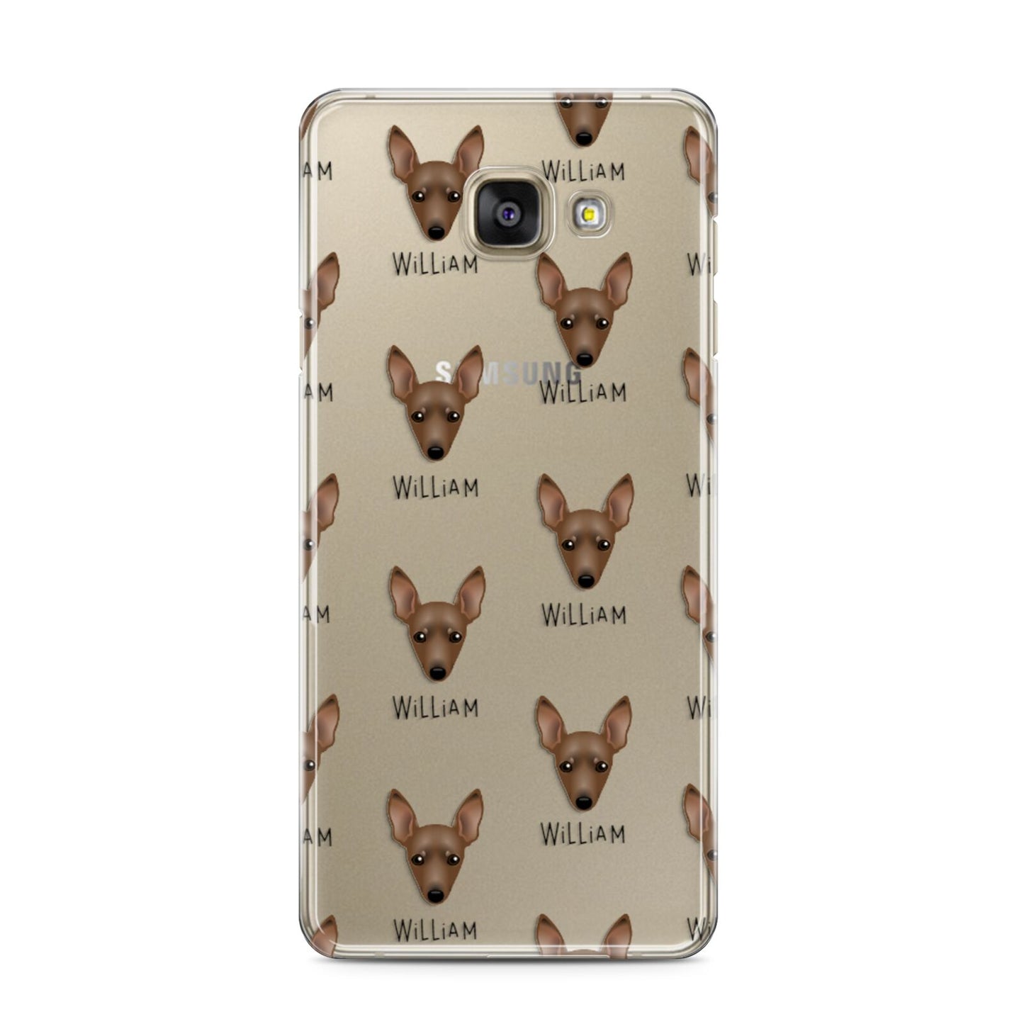 Miniature Pinscher Icon with Name Samsung Galaxy A3 2016 Case on gold phone