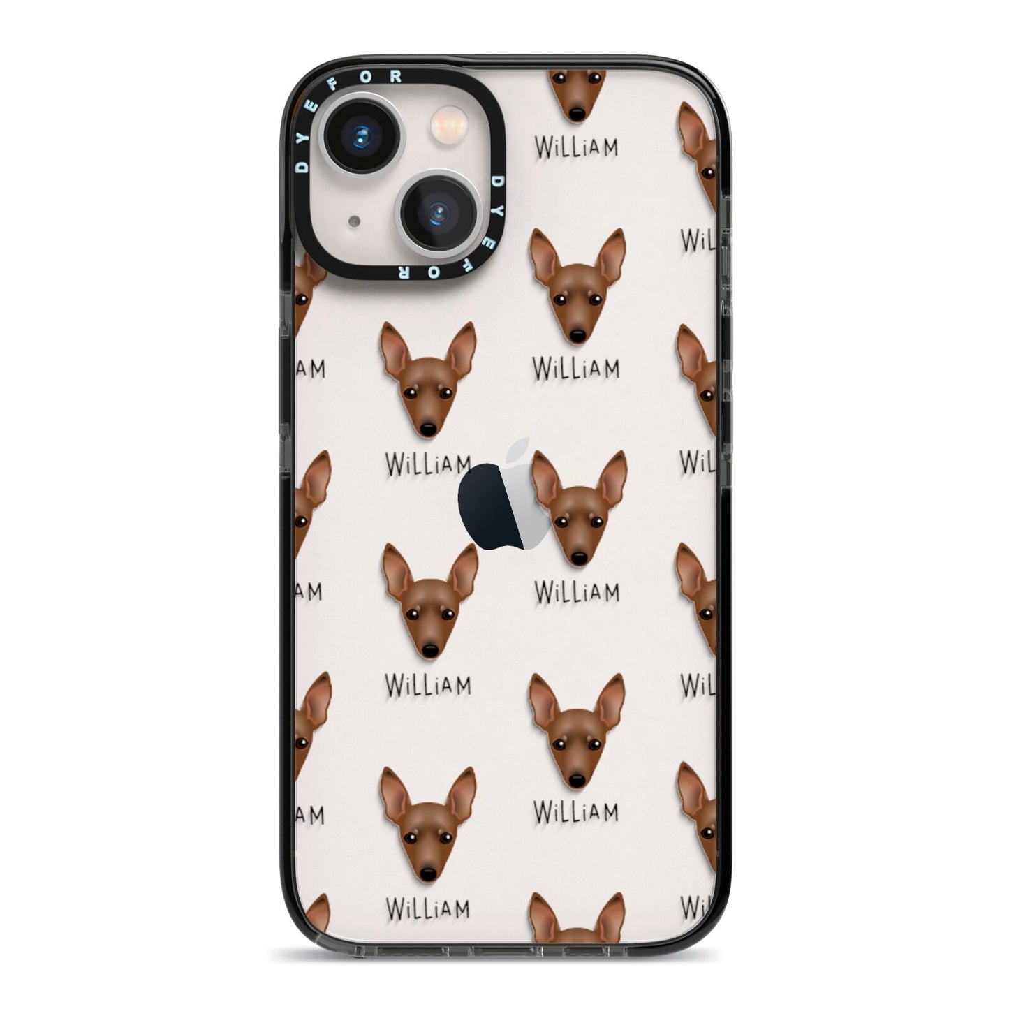 Miniature Pinscher Icon with Name iPhone 13 Black Impact Case on Silver phone