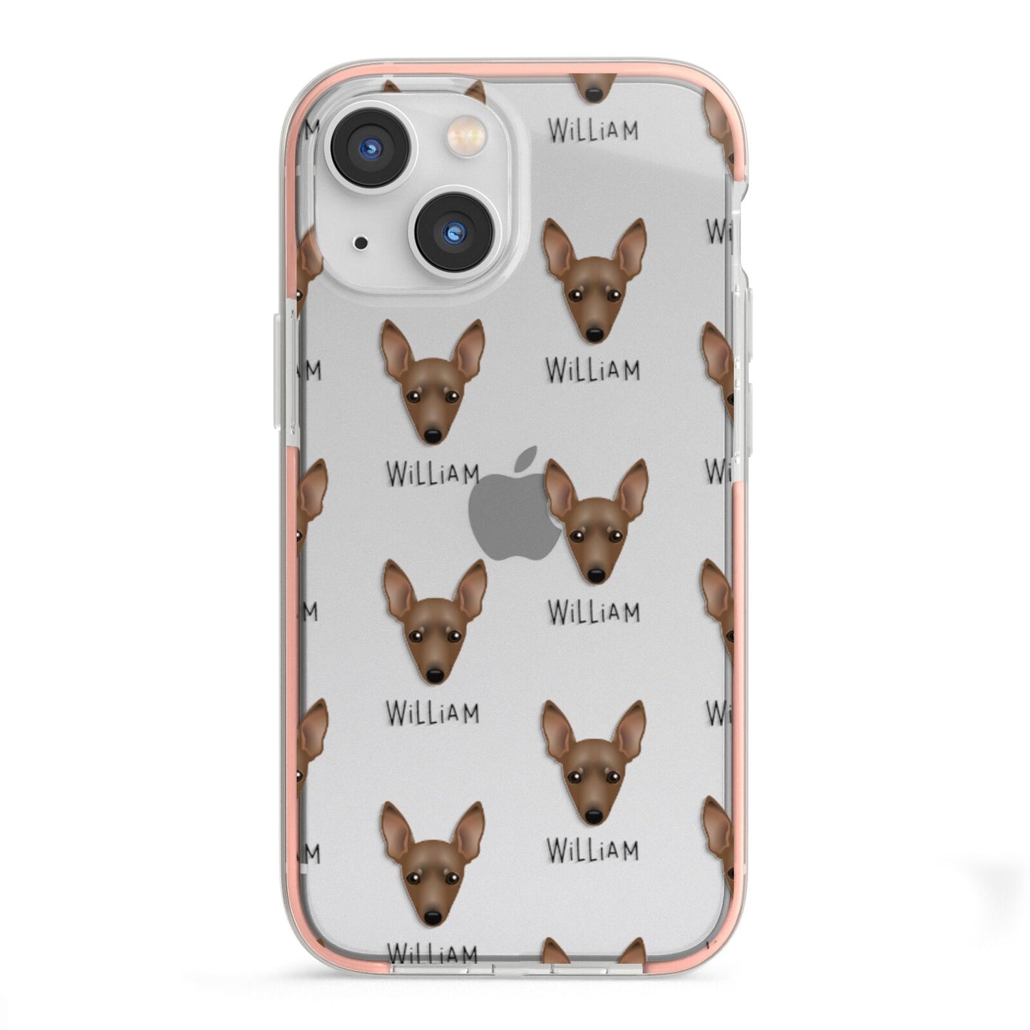 Miniature Pinscher Icon with Name iPhone 13 Mini TPU Impact Case with Pink Edges