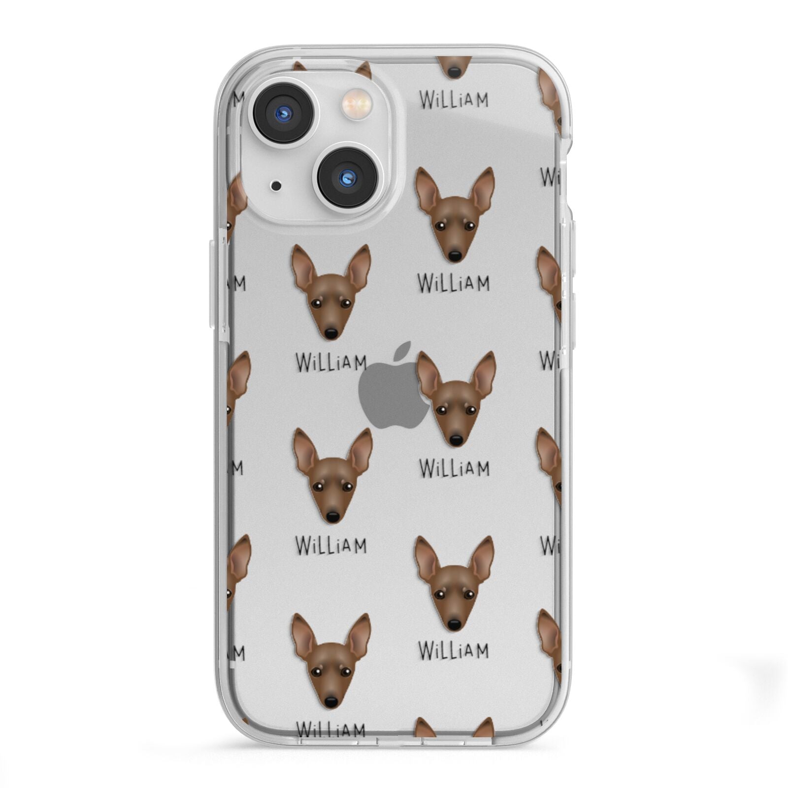 Miniature Pinscher Icon with Name iPhone 13 Mini TPU Impact Case with White Edges