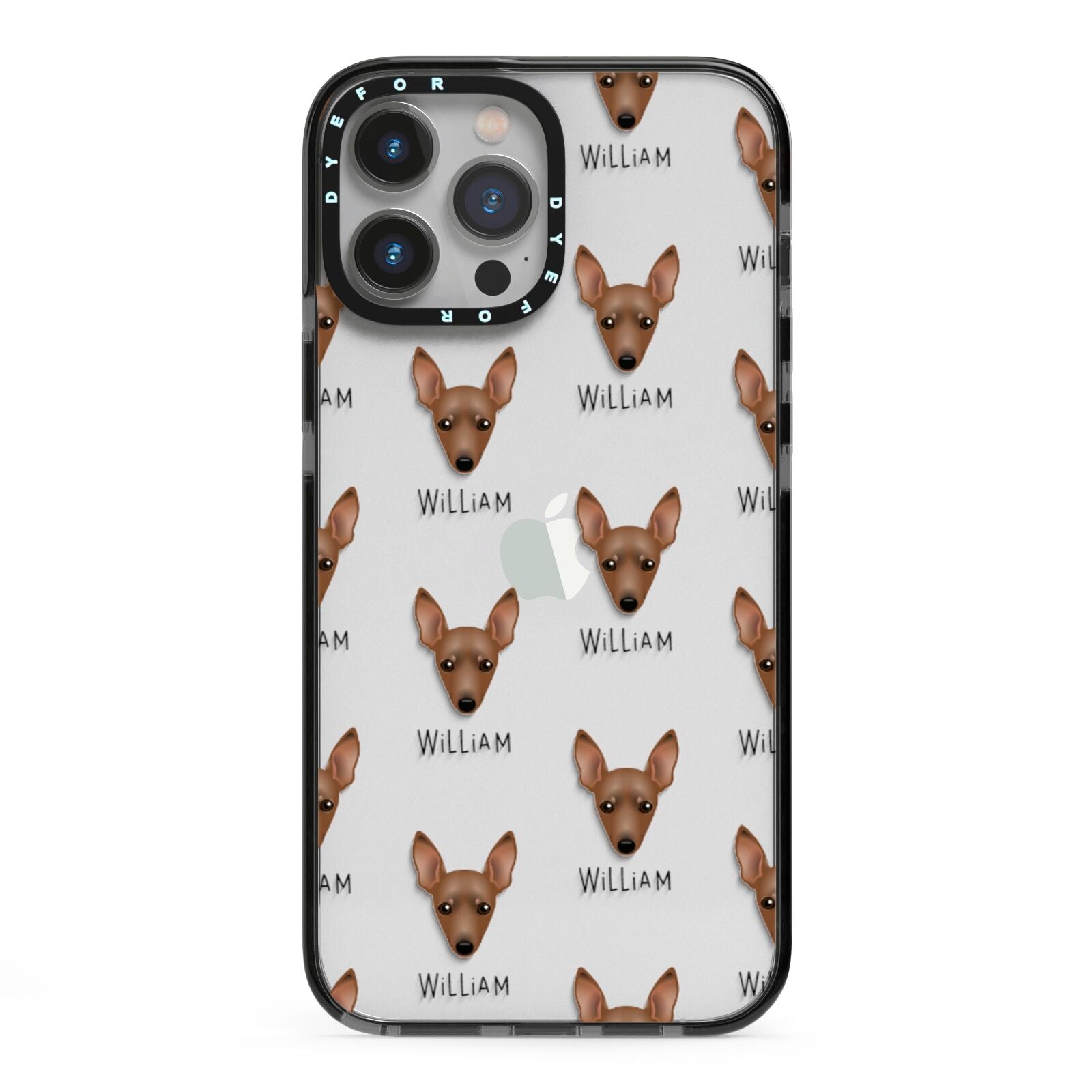 Miniature Pinscher Icon with Name iPhone 13 Pro Max Black Impact Case on Silver phone