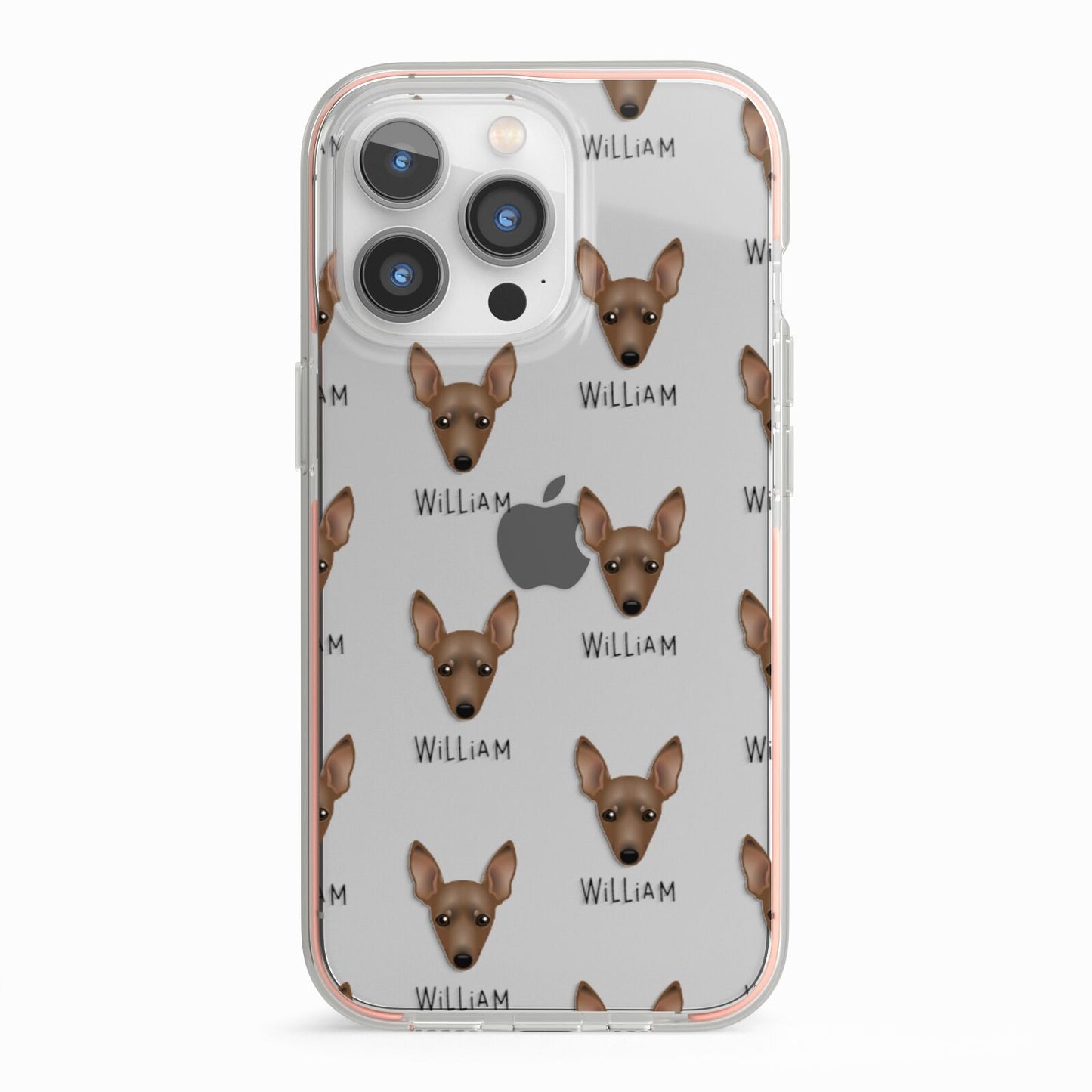 Miniature Pinscher Icon with Name iPhone 13 Pro TPU Impact Case with Pink Edges