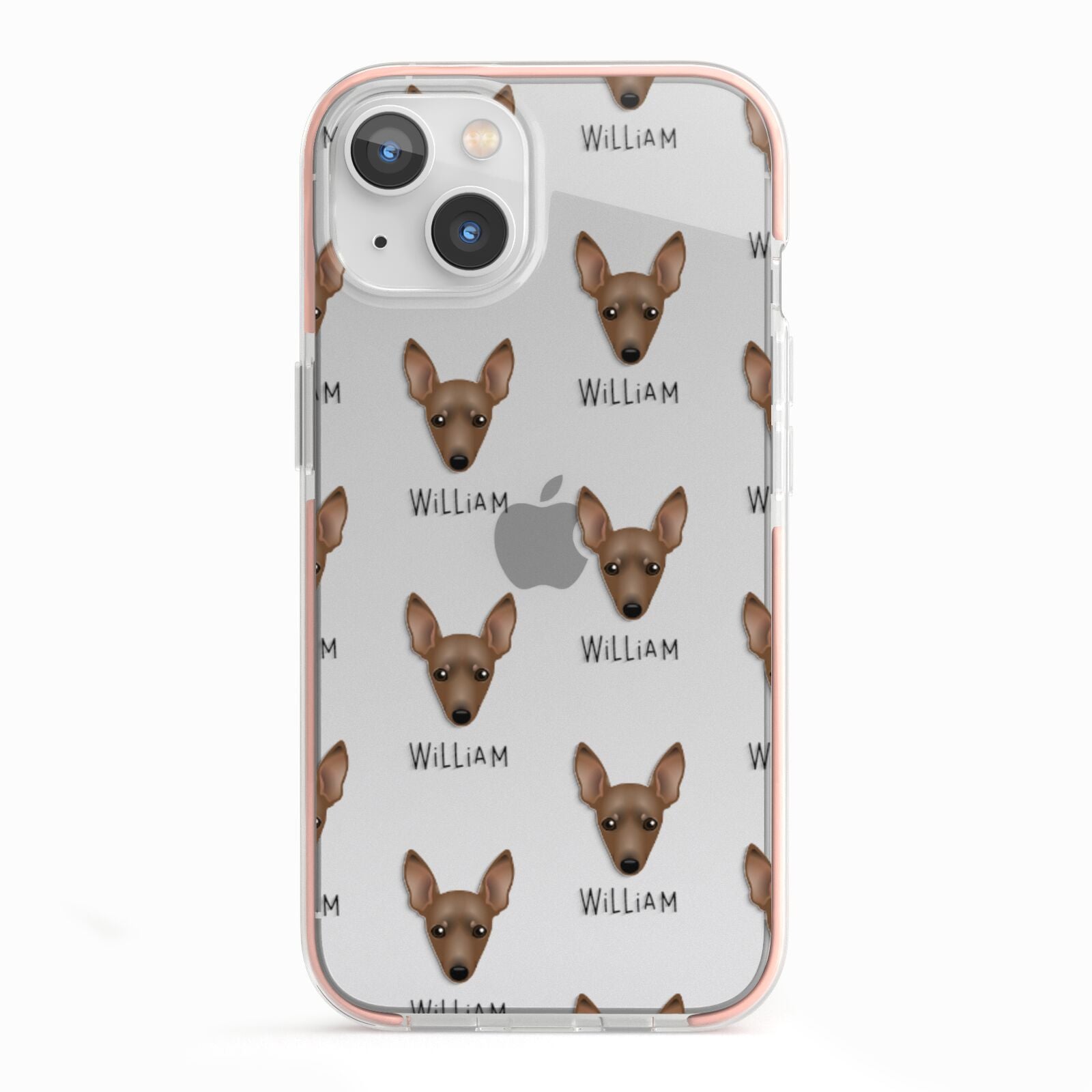 Miniature Pinscher Icon with Name iPhone 13 TPU Impact Case with Pink Edges