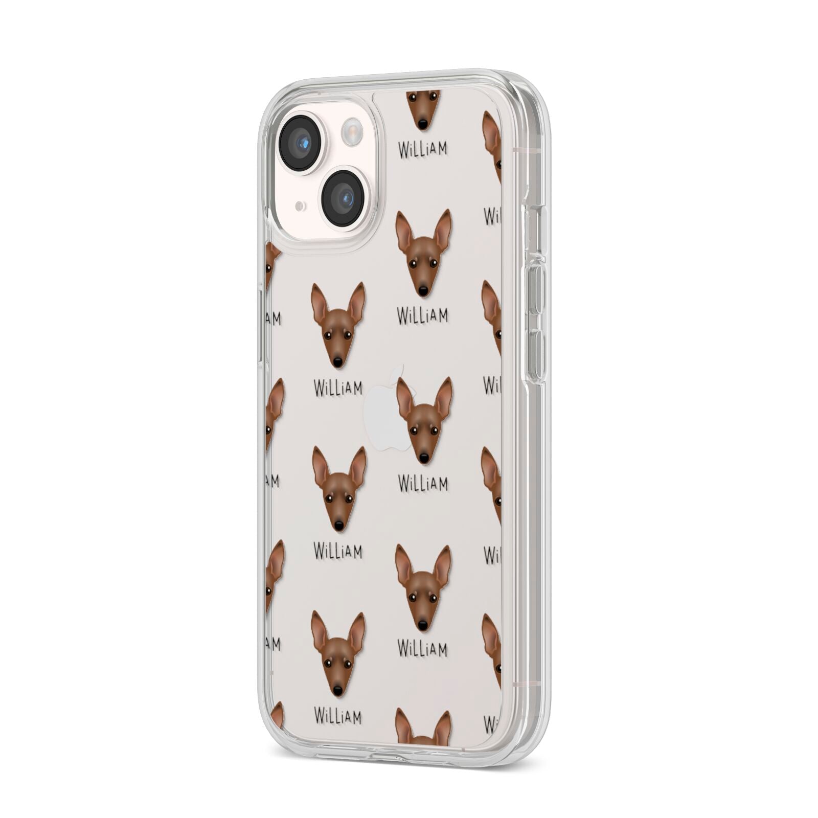 Miniature Pinscher Icon with Name iPhone 14 Clear Tough Case Starlight Angled Image