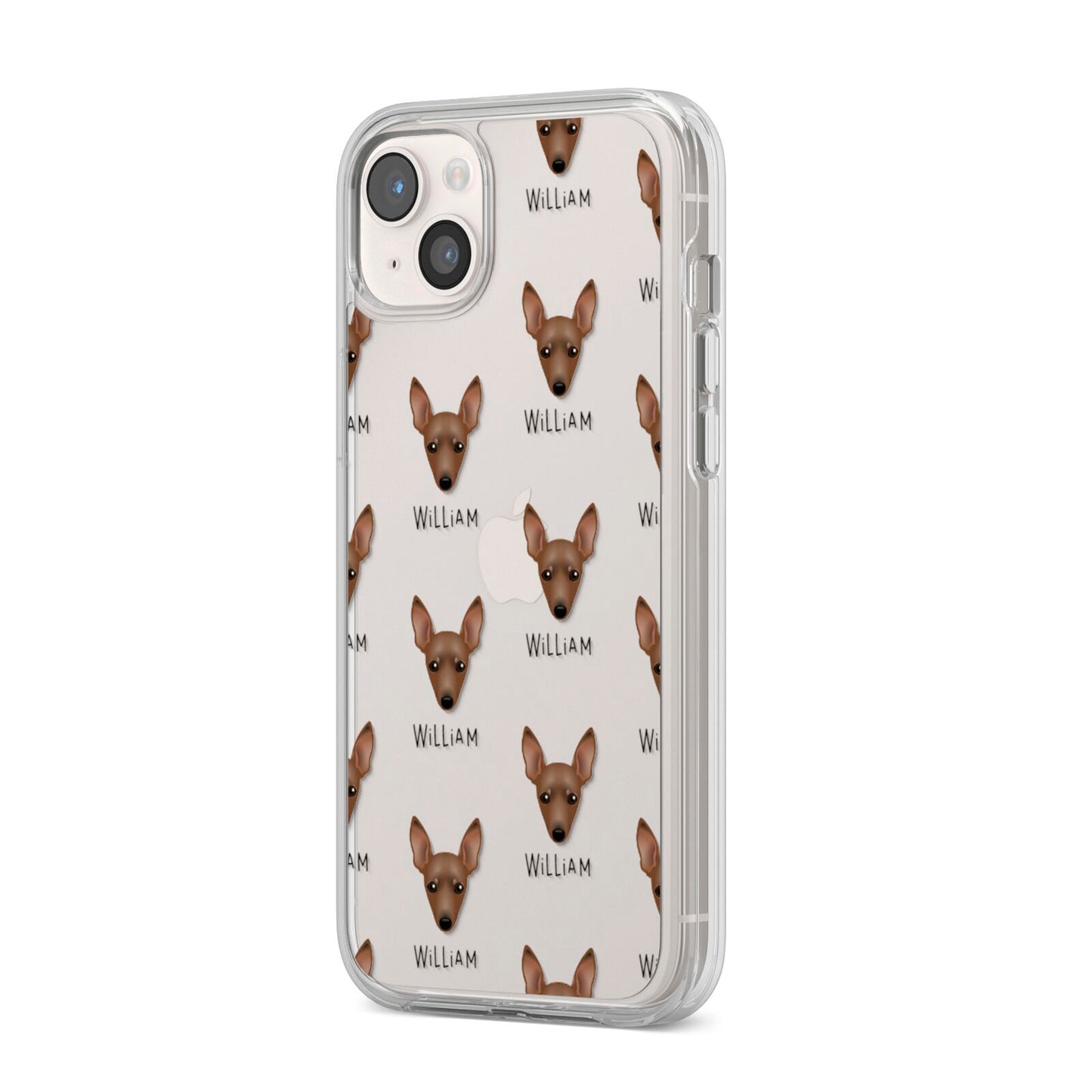 Miniature Pinscher Icon with Name iPhone 14 Plus Clear Tough Case Starlight Angled Image
