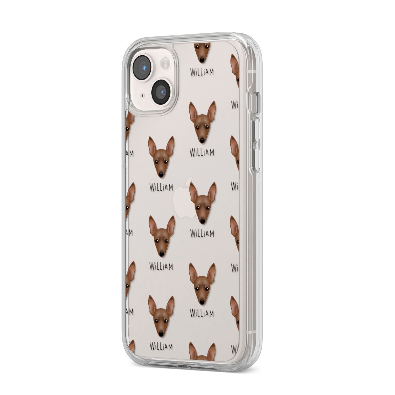 Miniature Pinscher Icon with Name iPhone 14 Plus Clear Tough Case Starlight Angled Image