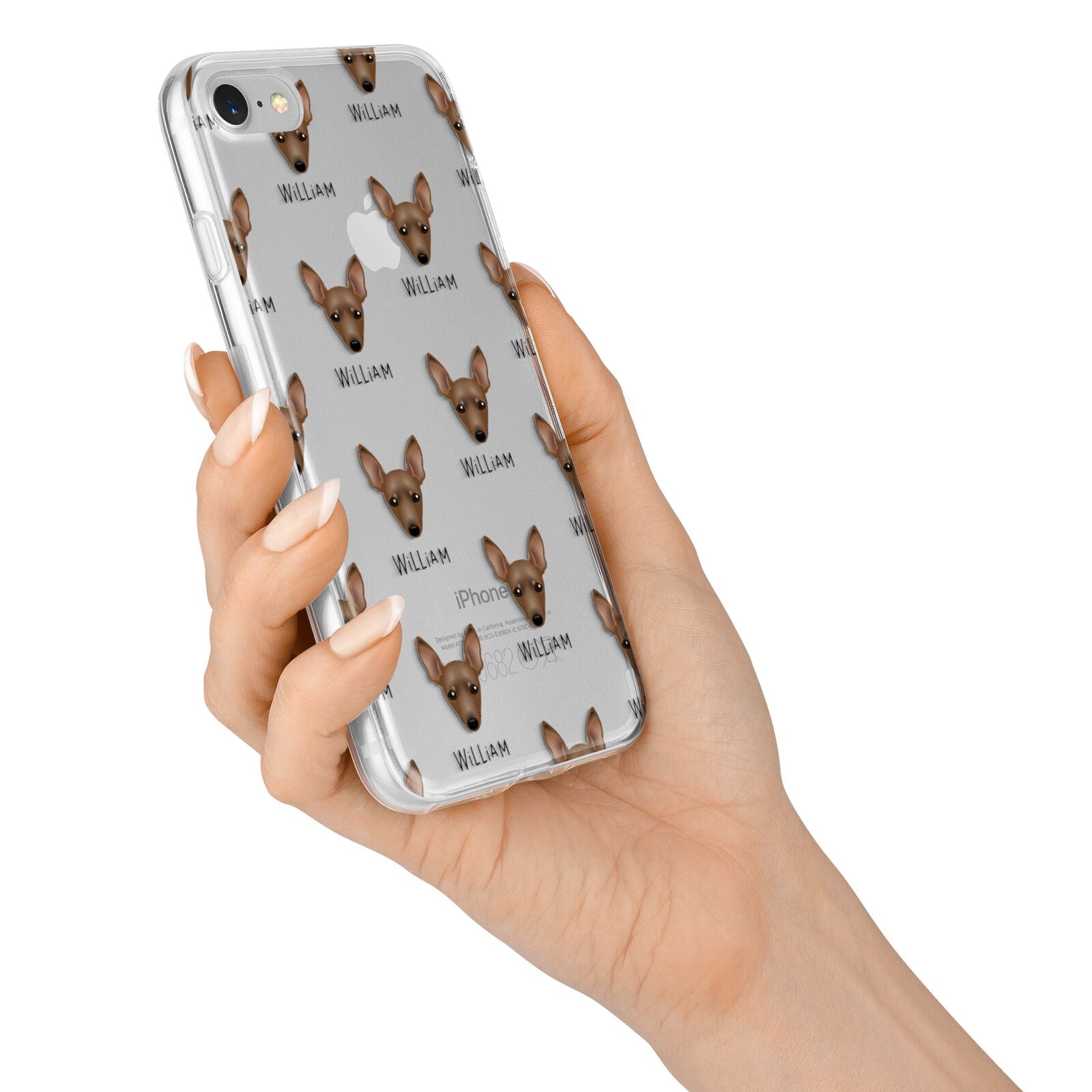 Miniature Pinscher Icon with Name iPhone 7 Bumper Case on Silver iPhone Alternative Image