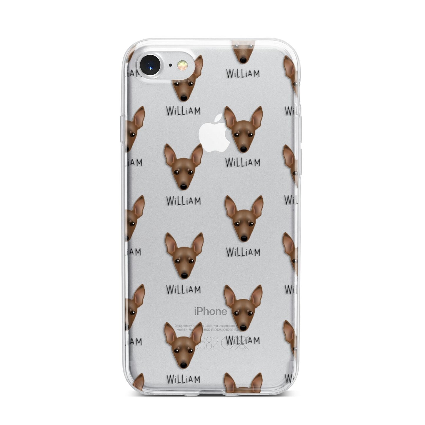 Miniature Pinscher Icon with Name iPhone 7 Bumper Case on Silver iPhone