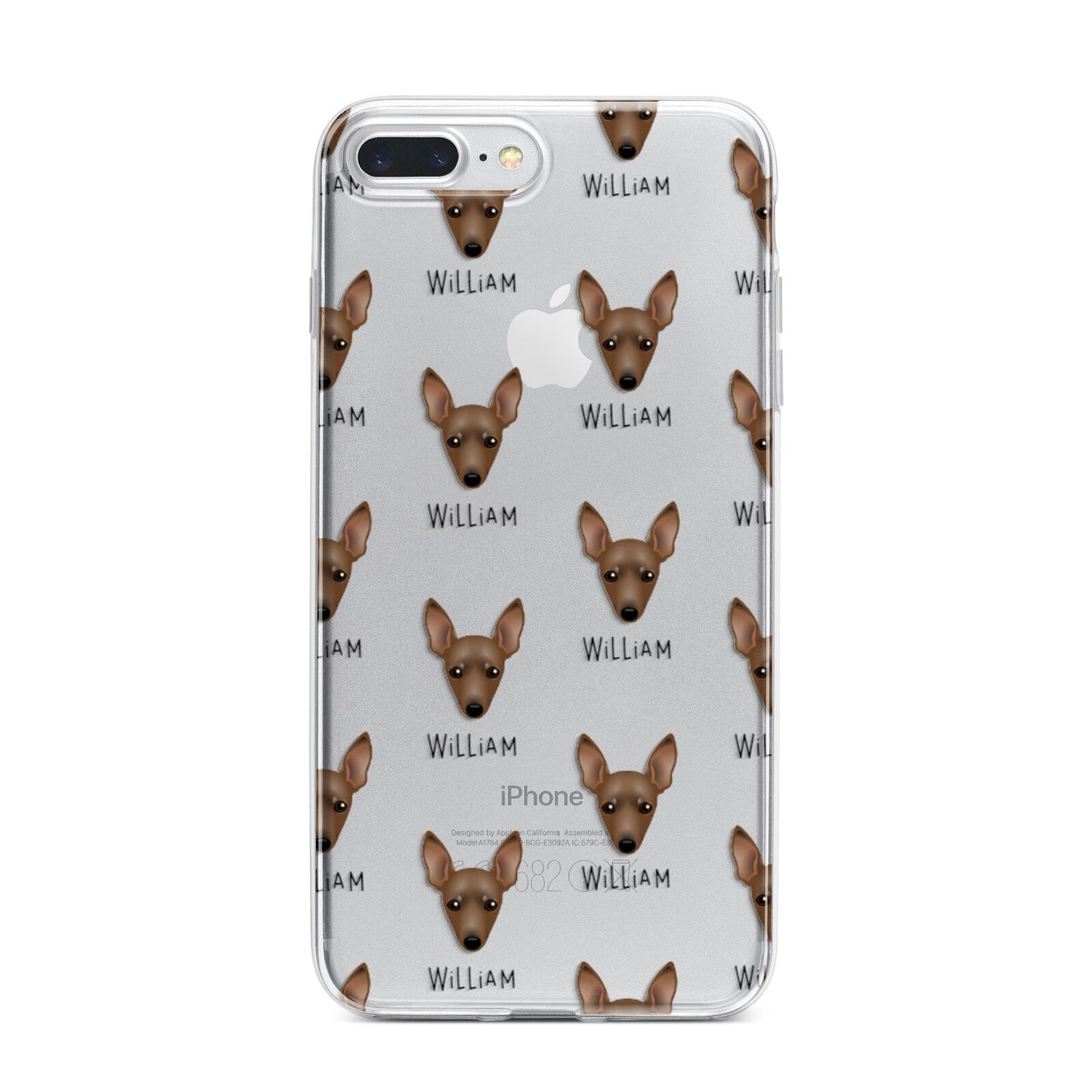 Miniature Pinscher Icon with Name iPhone 7 Plus Bumper Case on Silver iPhone