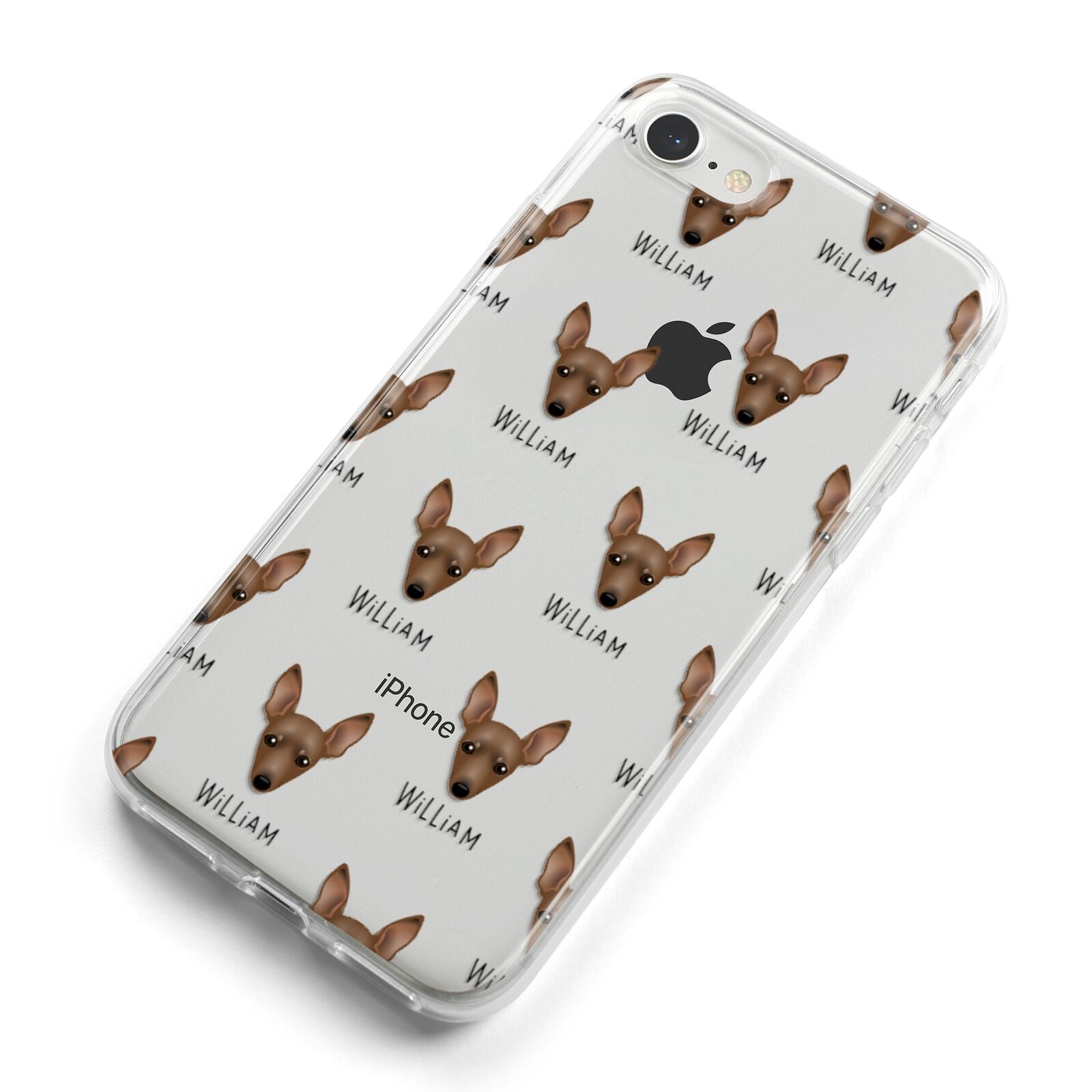 Miniature Pinscher Icon with Name iPhone 8 Bumper Case on Silver iPhone Alternative Image