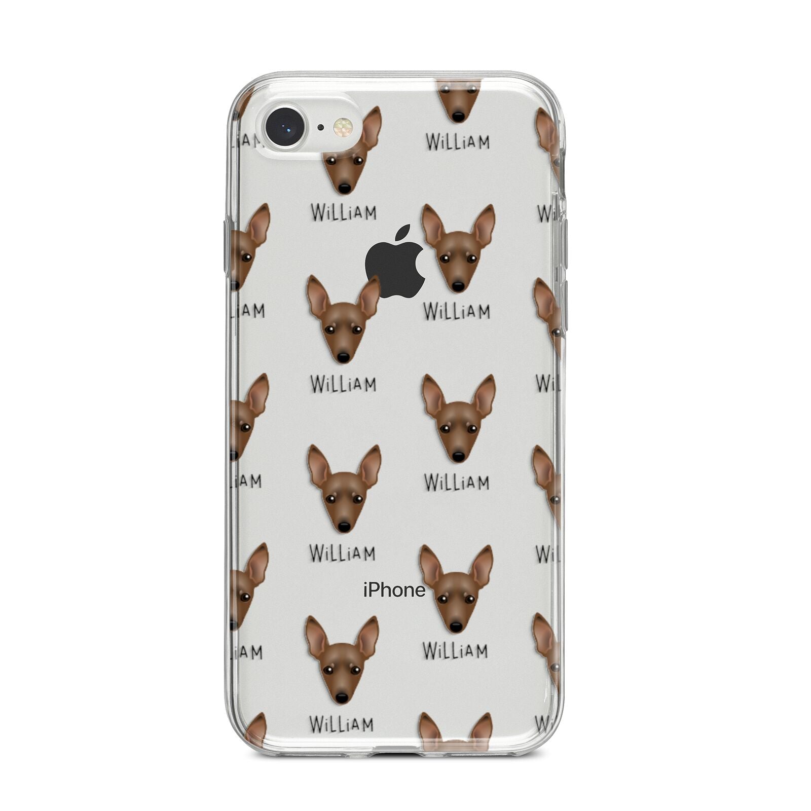 Miniature Pinscher Icon with Name iPhone 8 Bumper Case on Silver iPhone