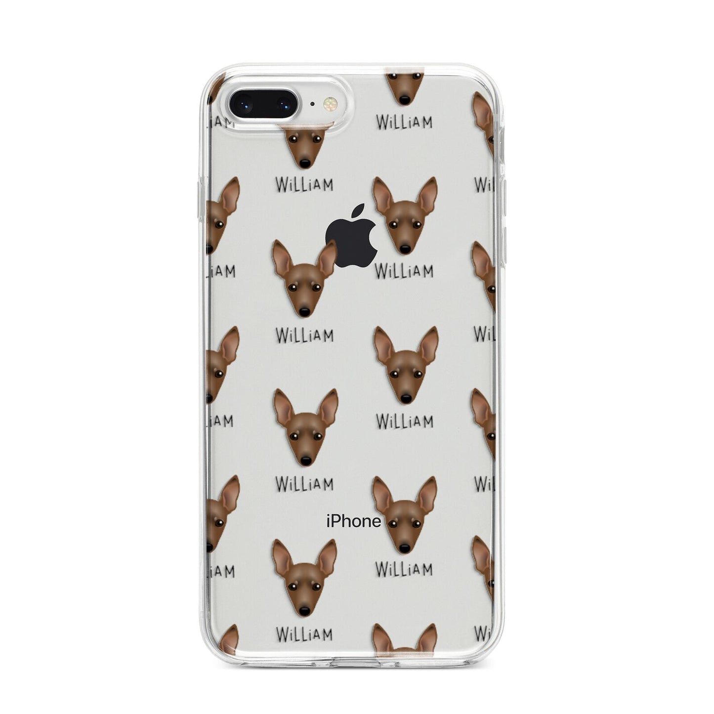 Miniature Pinscher Icon with Name iPhone 8 Plus Bumper Case on Silver iPhone