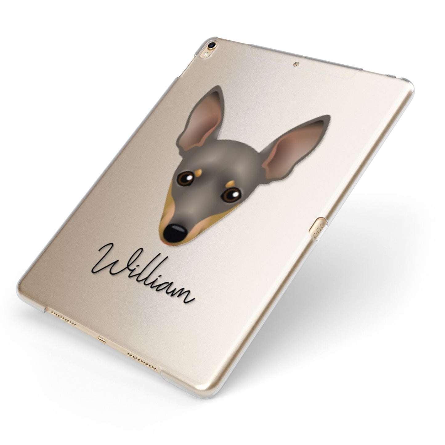 Miniature Pinscher Personalised Apple iPad Case on Gold iPad Side View