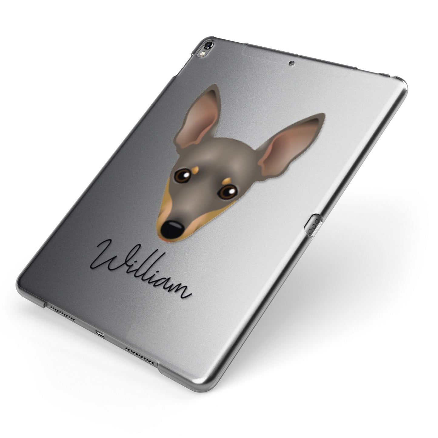 Miniature Pinscher Personalised Apple iPad Case on Grey iPad Side View
