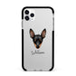 Miniature Pinscher Personalised Apple iPhone 11 Pro Max in Silver with Black Impact Case