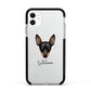 Miniature Pinscher Personalised Apple iPhone 11 in White with Black Impact Case