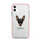 Miniature Pinscher Personalised Apple iPhone 11 in White with Pink Impact Case