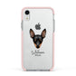 Miniature Pinscher Personalised Apple iPhone XR Impact Case Pink Edge on Silver Phone