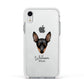 Miniature Pinscher Personalised Apple iPhone XR Impact Case White Edge on Silver Phone