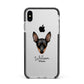 Miniature Pinscher Personalised Apple iPhone Xs Max Impact Case Black Edge on Silver Phone