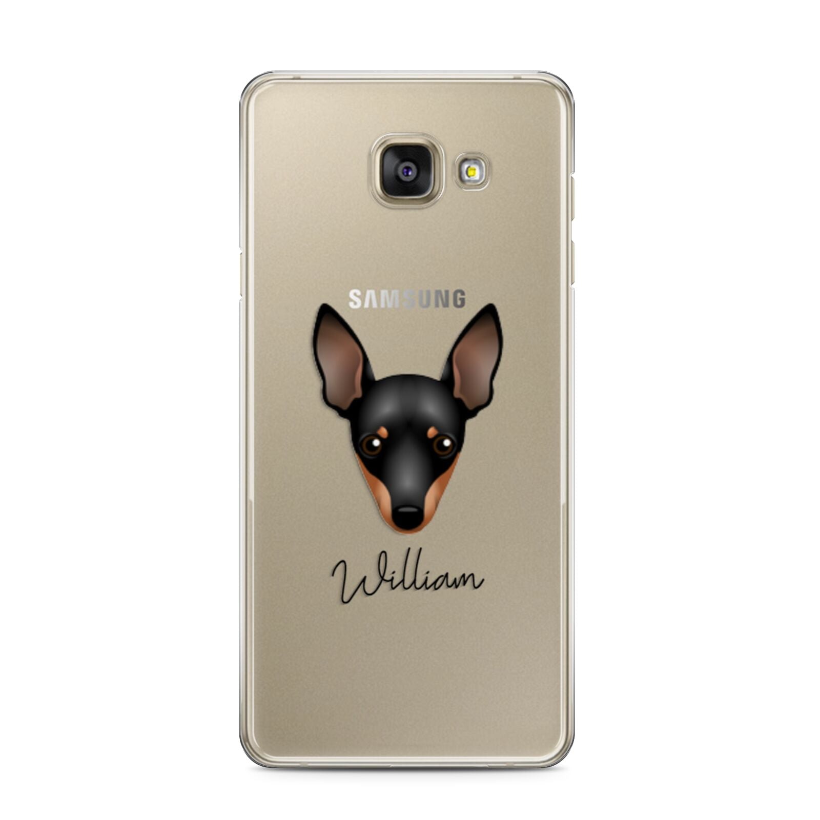 Miniature Pinscher Personalised Samsung Galaxy A3 2016 Case on gold phone