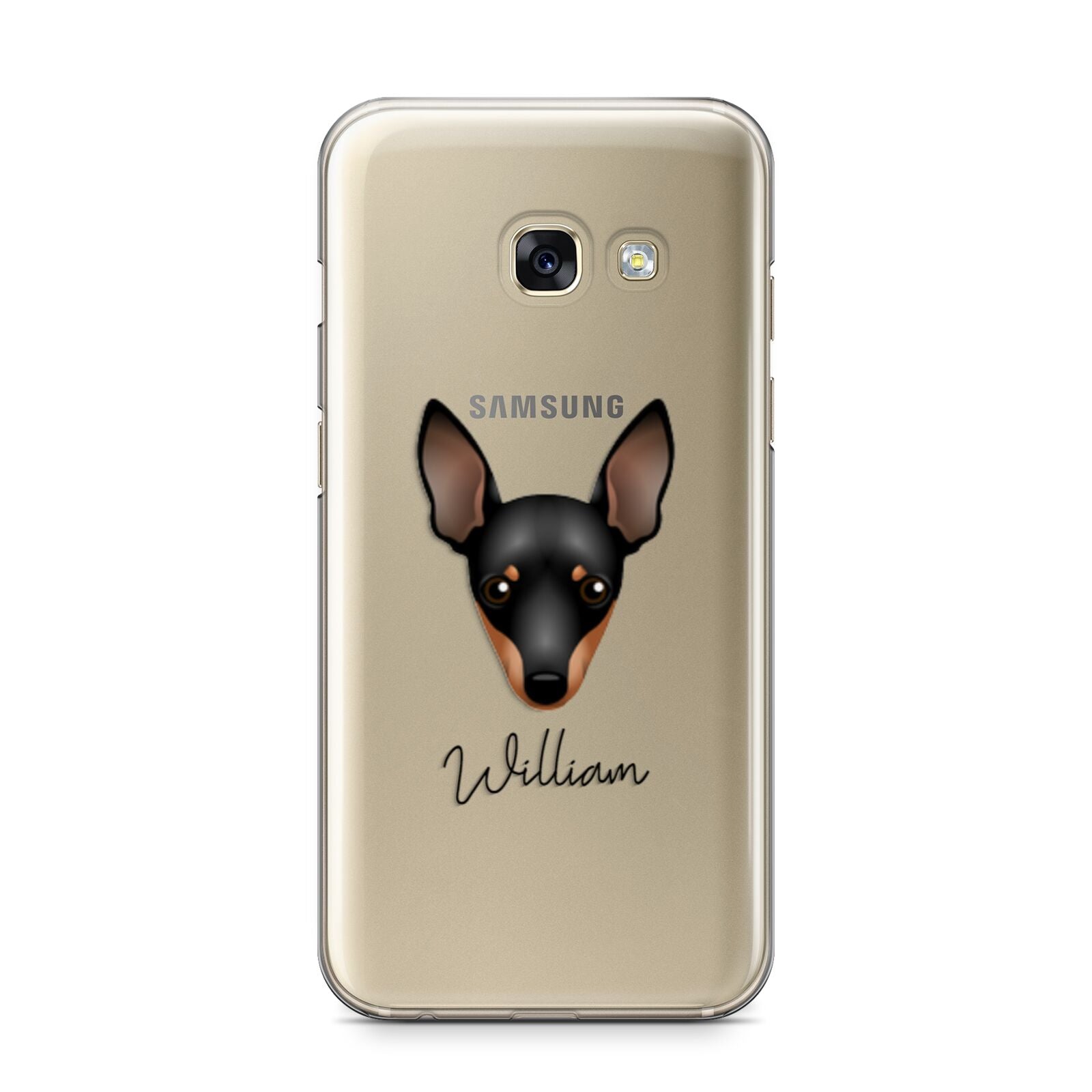 Miniature Pinscher Personalised Samsung Galaxy A3 2017 Case on gold phone