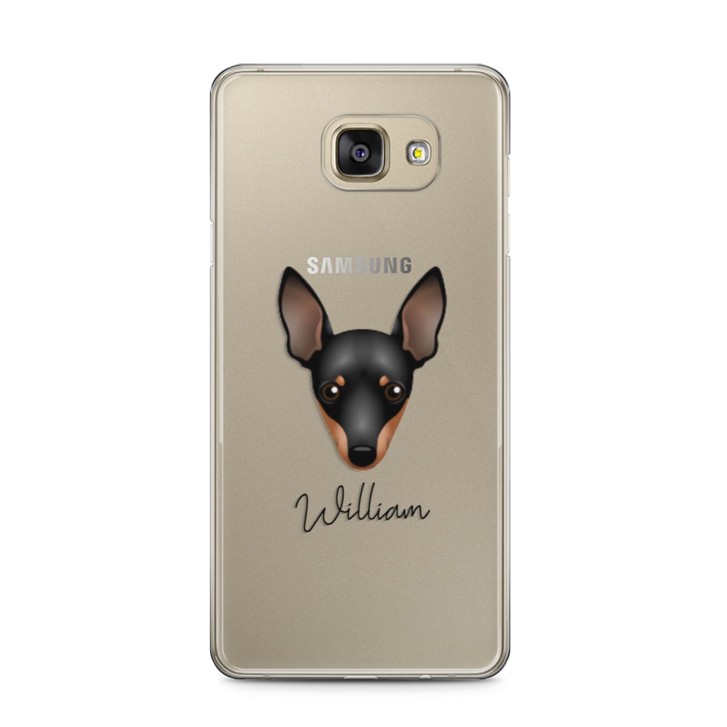 Miniature Pinscher Personalised Samsung Galaxy A5 2016 Case on gold phone