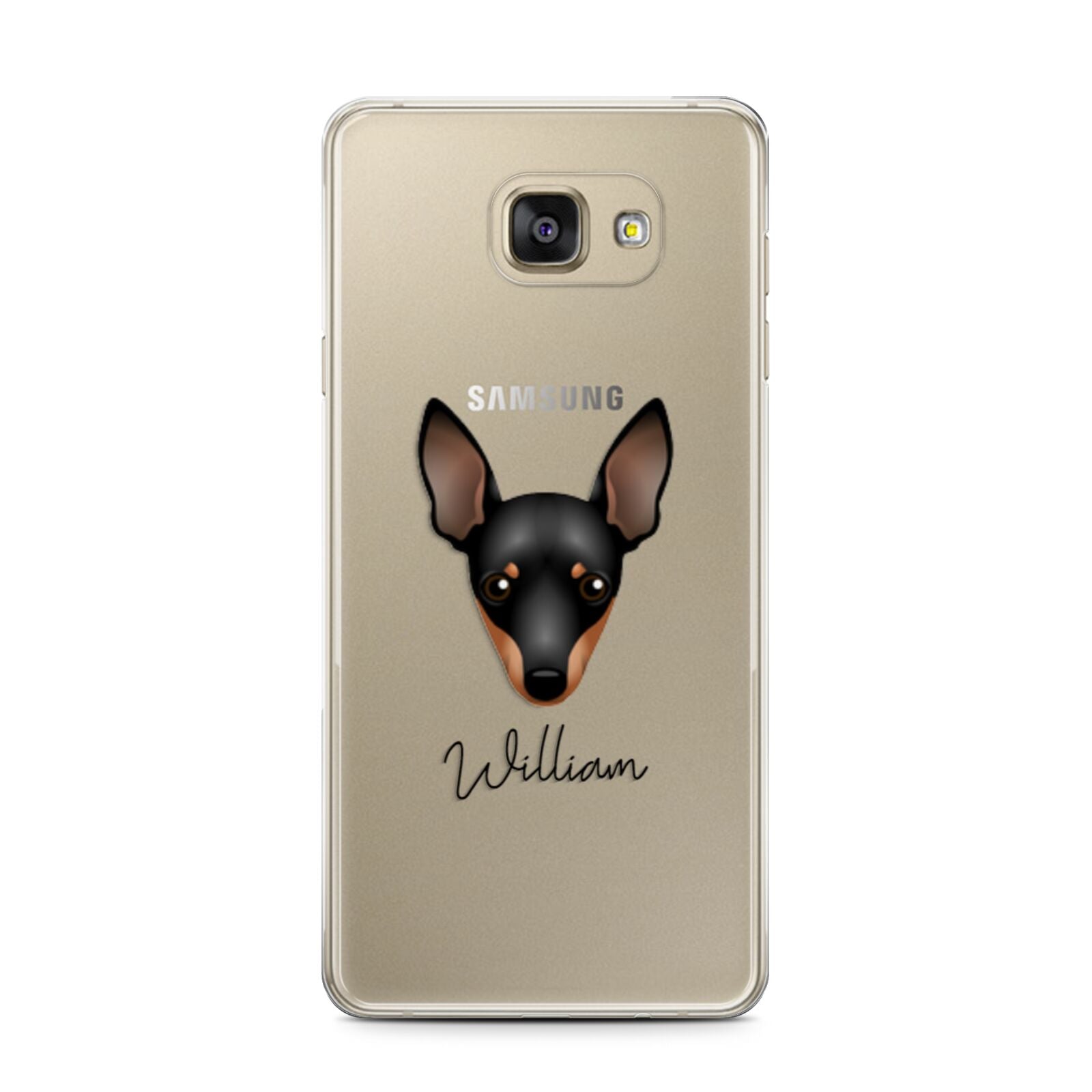 Miniature Pinscher Personalised Samsung Galaxy A7 2016 Case on gold phone