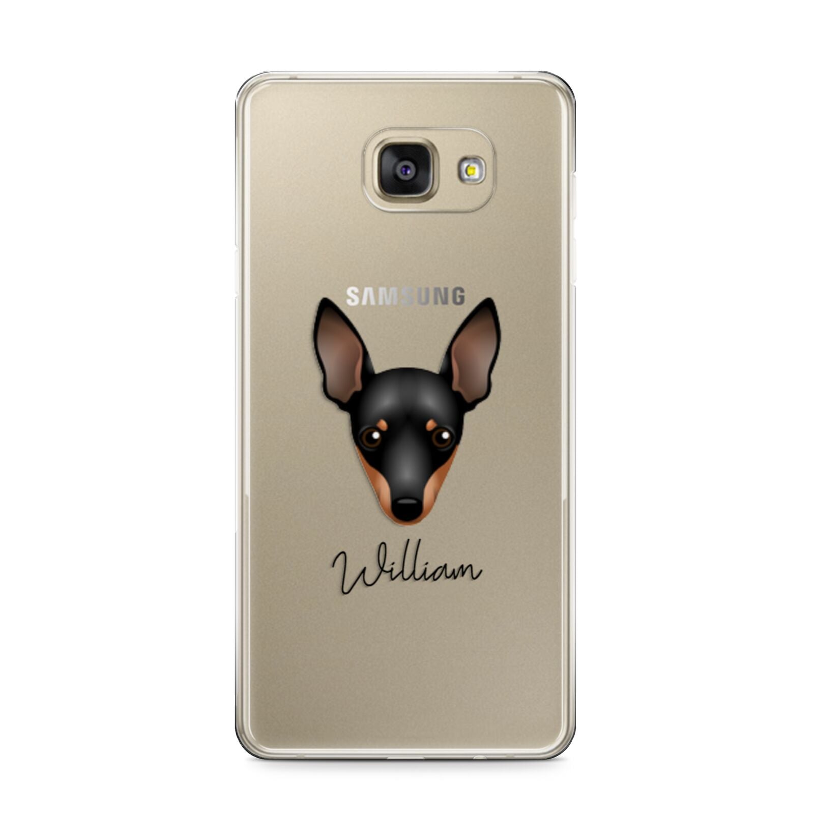 Miniature Pinscher Personalised Samsung Galaxy A9 2016 Case on gold phone