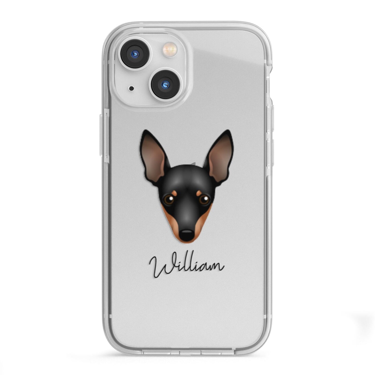 Miniature Pinscher Personalised iPhone 13 Mini TPU Impact Case with White Edges