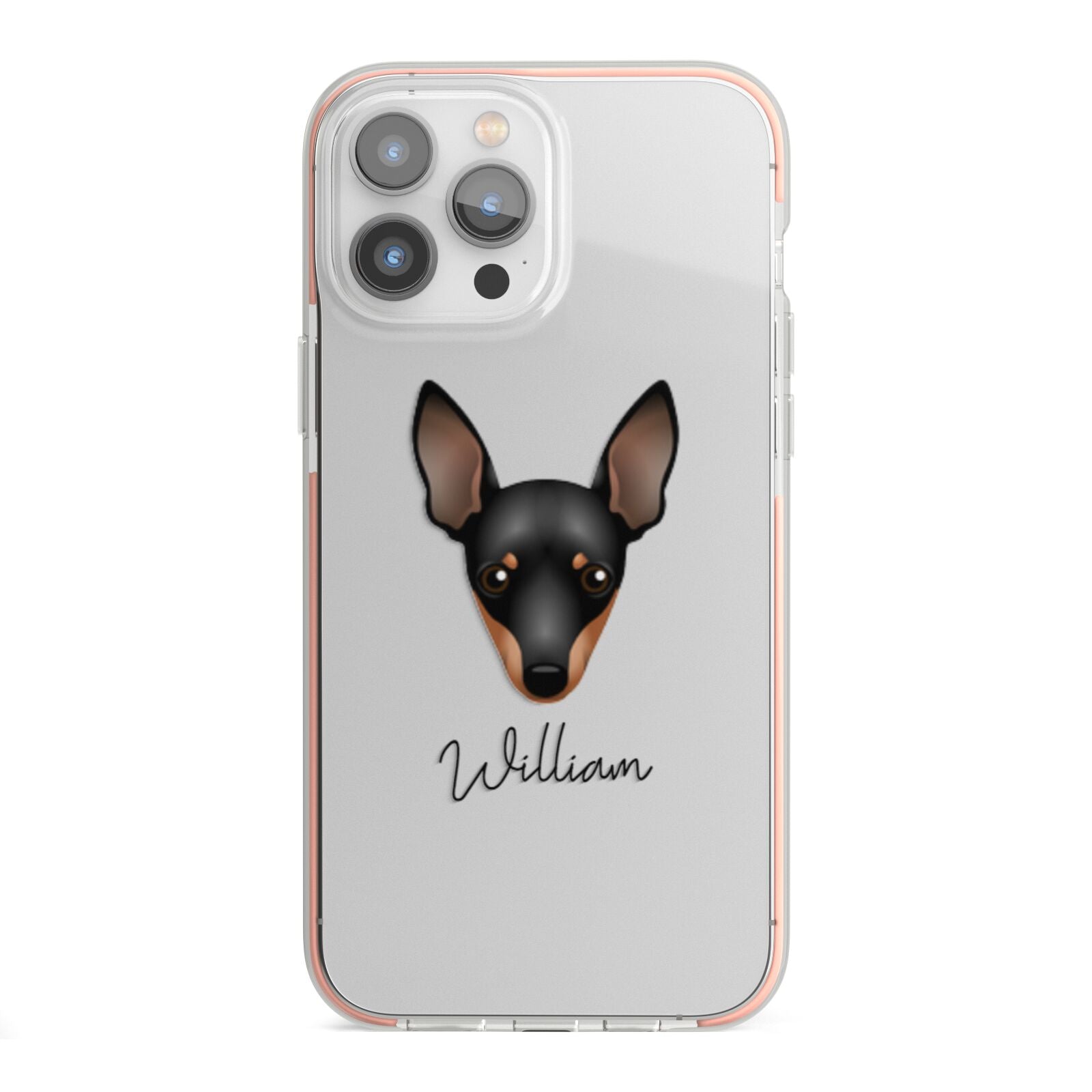 Miniature Pinscher Personalised iPhone 13 Pro Max TPU Impact Case with Pink Edges