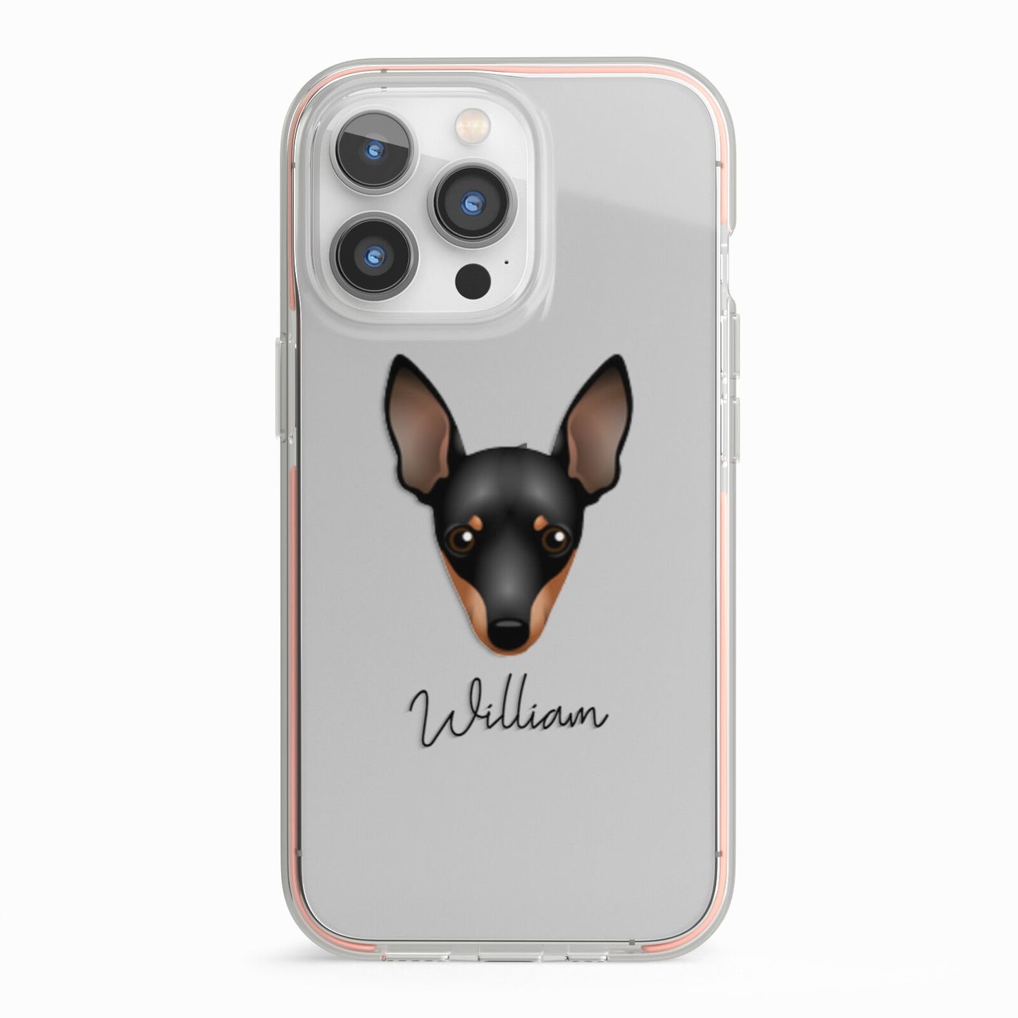 Miniature Pinscher Personalised iPhone 13 Pro TPU Impact Case with Pink Edges