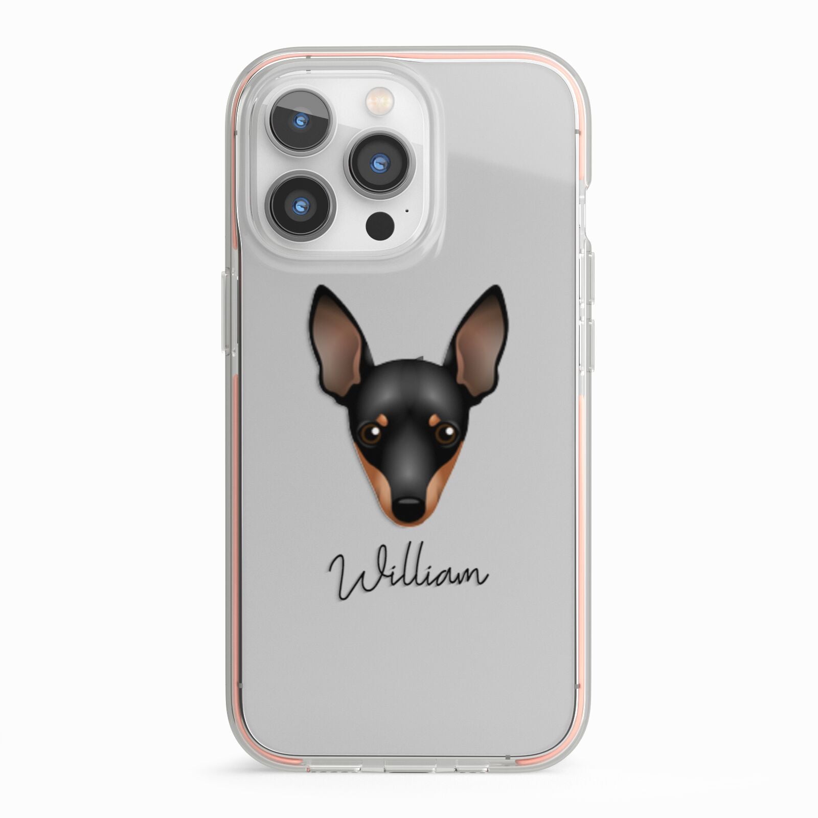 Miniature Pinscher Personalised iPhone 13 Pro TPU Impact Case with Pink Edges
