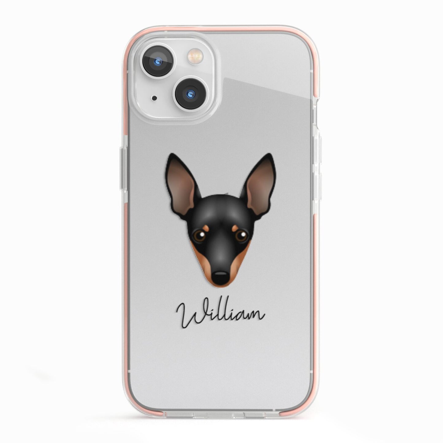 Miniature Pinscher Personalised iPhone 13 TPU Impact Case with Pink Edges