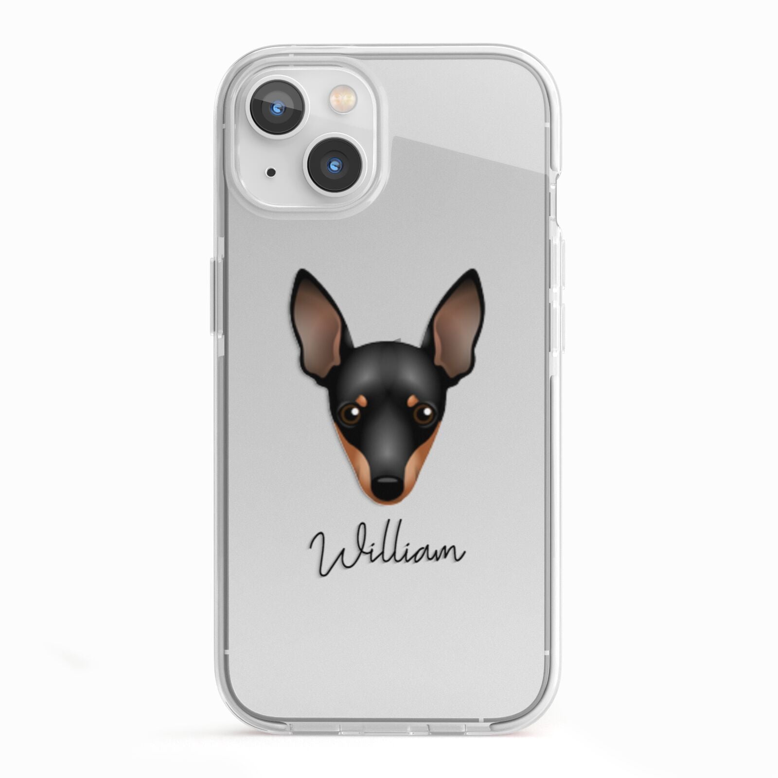 Miniature Pinscher Personalised iPhone 13 TPU Impact Case with White Edges