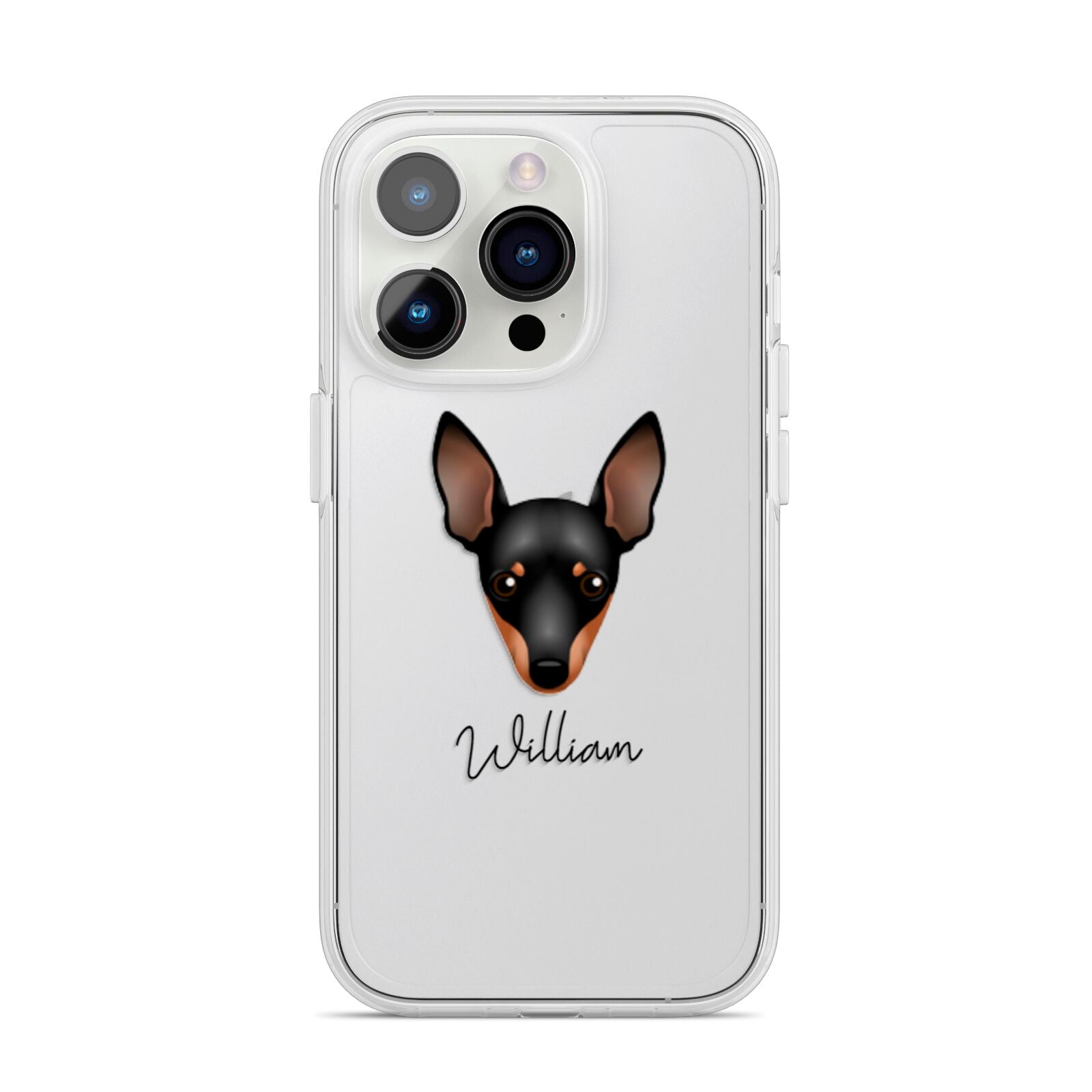 Miniature Pinscher Personalised iPhone 14 Pro Clear Tough Case Silver