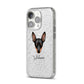 Miniature Pinscher Personalised iPhone 14 Pro Glitter Tough Case Silver Angled Image