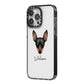 Miniature Pinscher Personalised iPhone 14 Pro Max Black Impact Case Side Angle on Silver phone